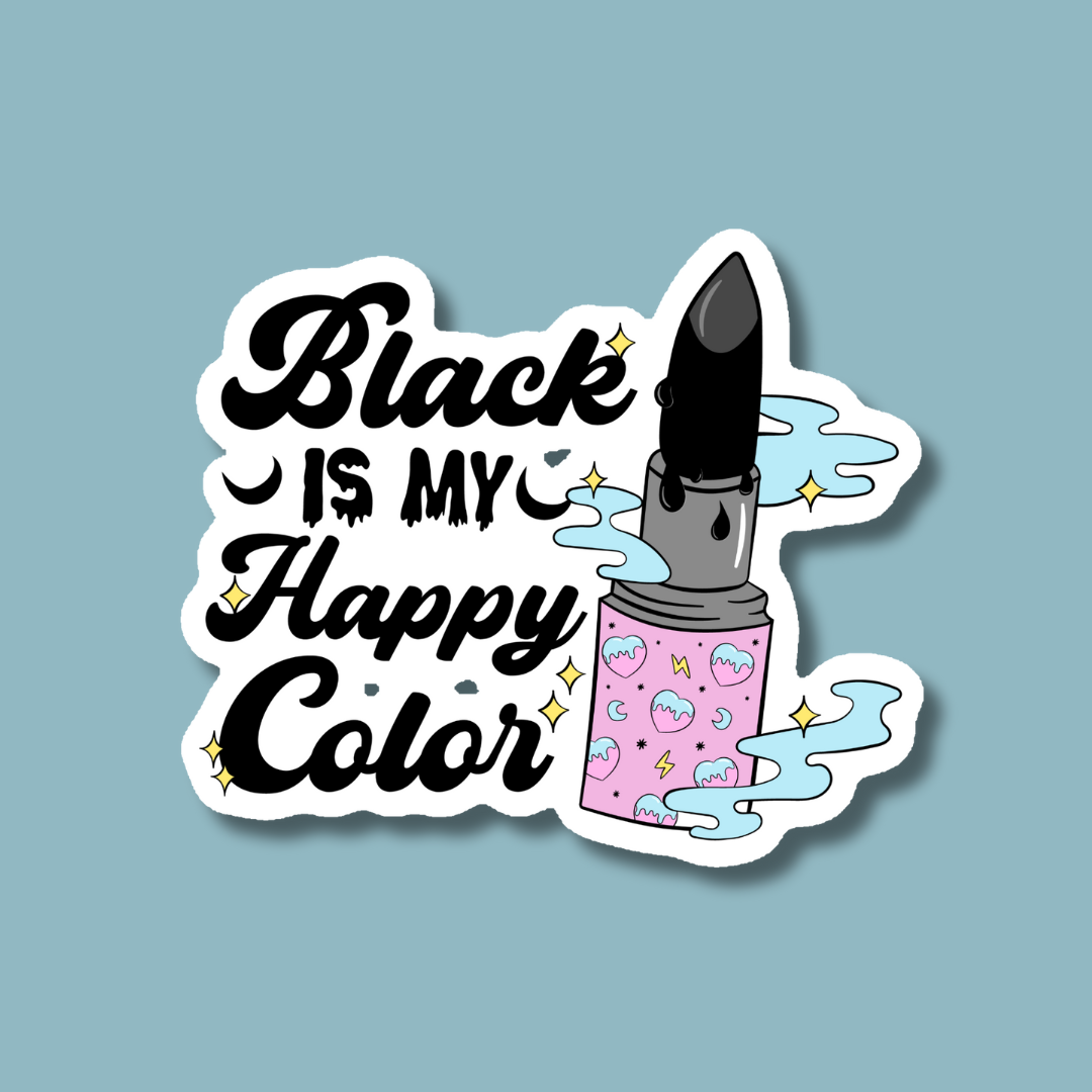 Black is My Happy Color Sticker