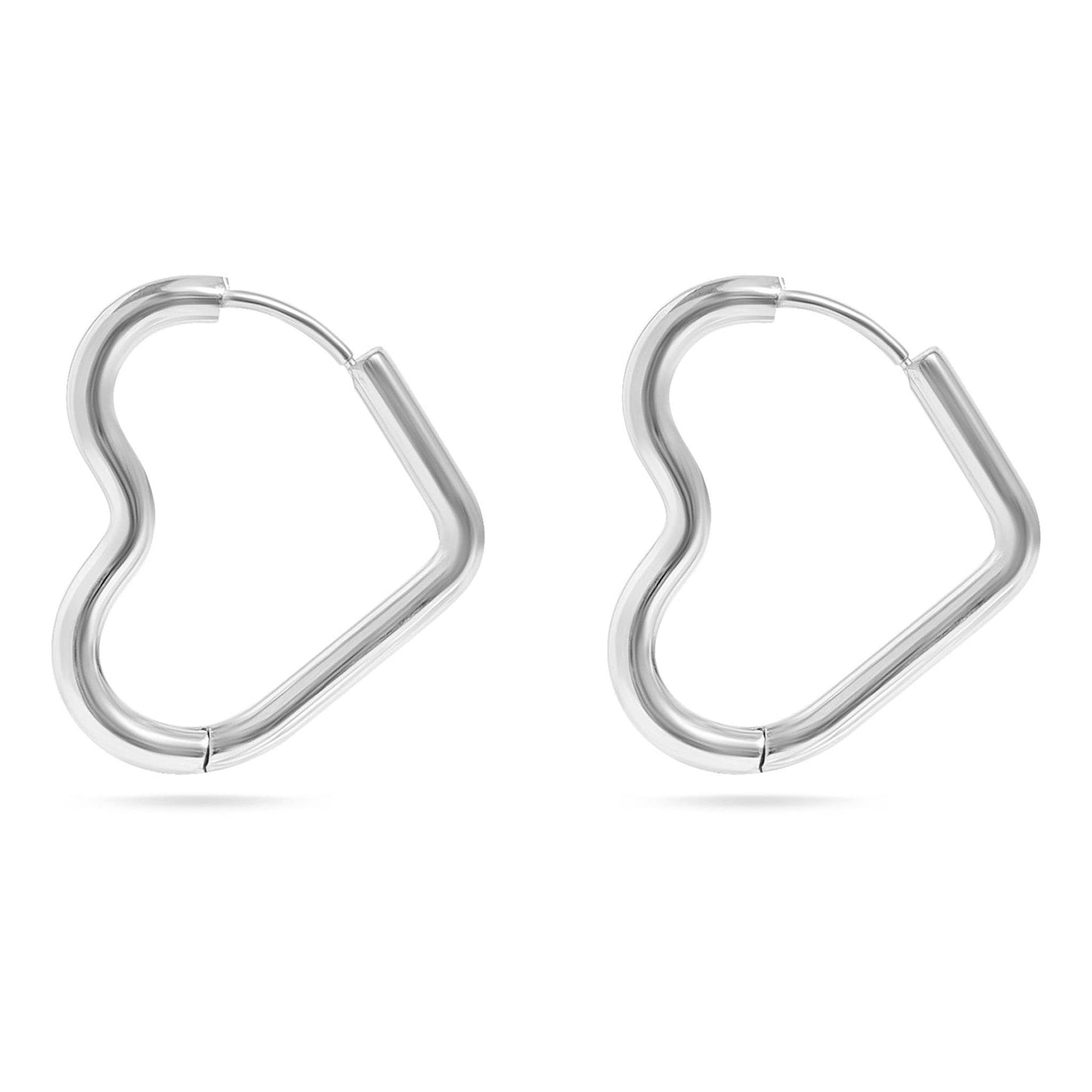 Stainless Steel Heart Hoop Earrings