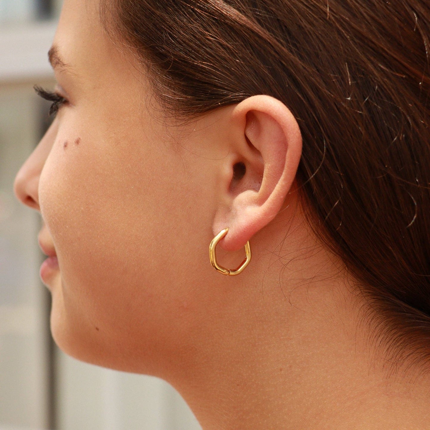 Gold Geometric Huggie Hoop Earrings