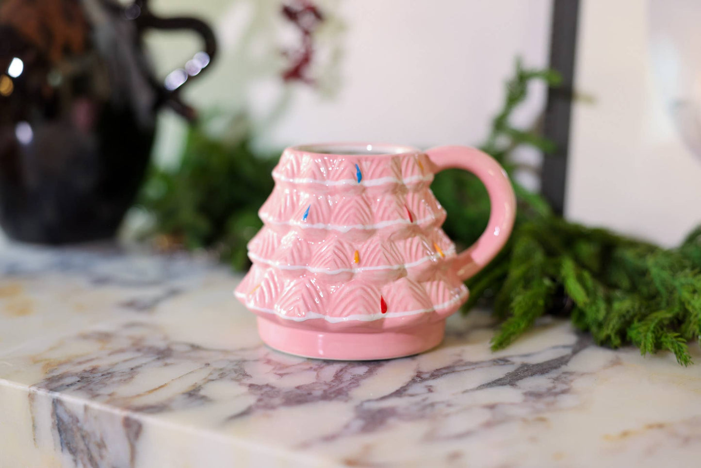 18oz Pink Xmas Tree Ceramic Mug