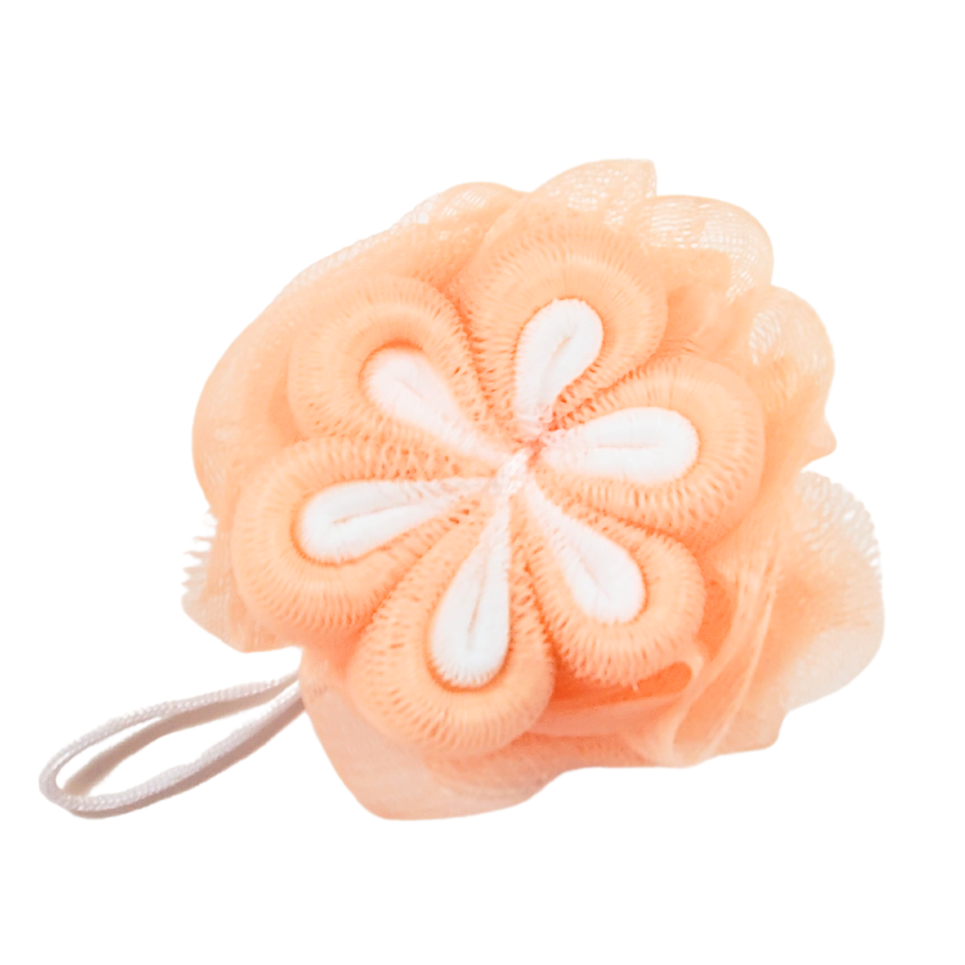 Green Flower Loofah | Bright Colored Flower Bath & Shower Pouf