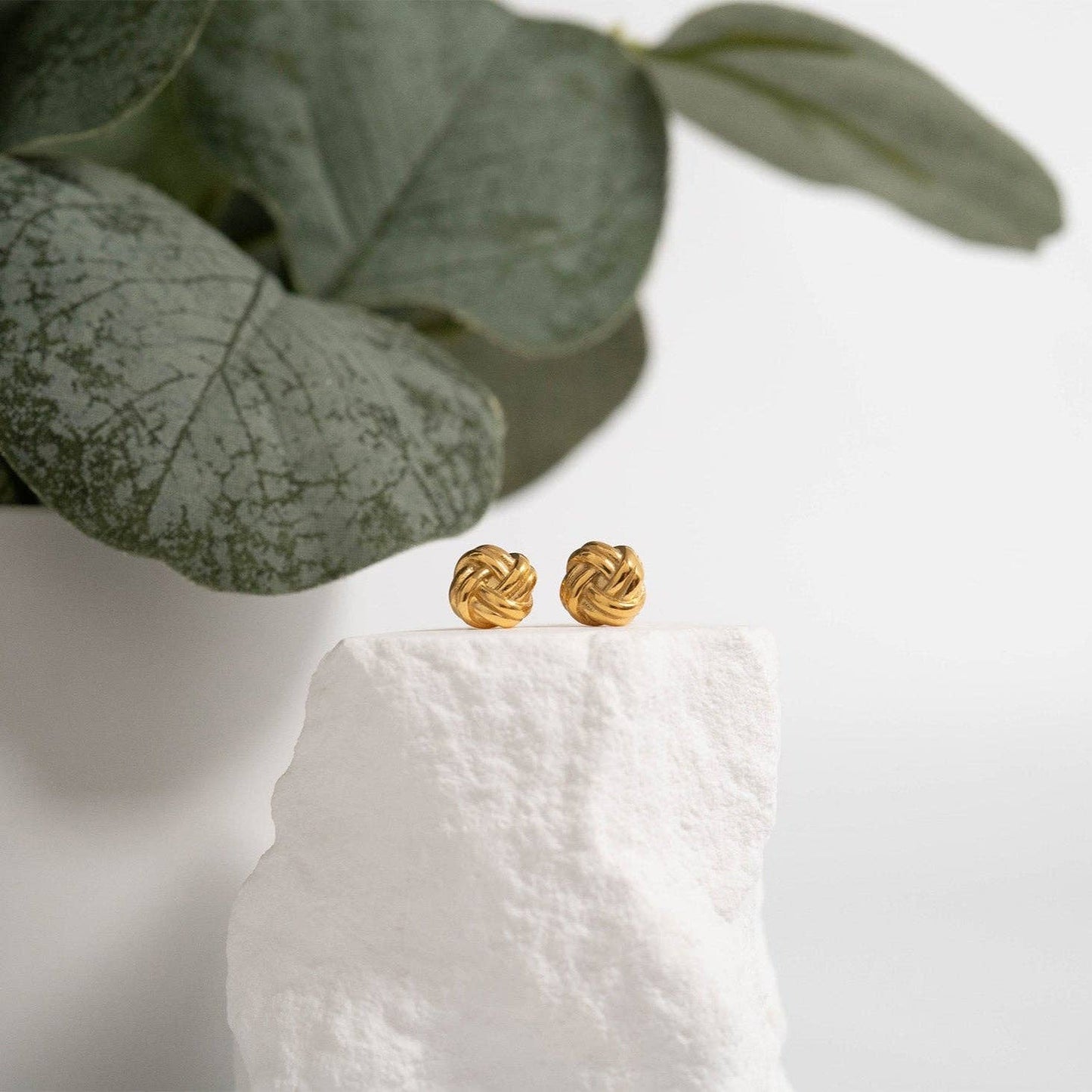 Gold Knot Stud Earrings