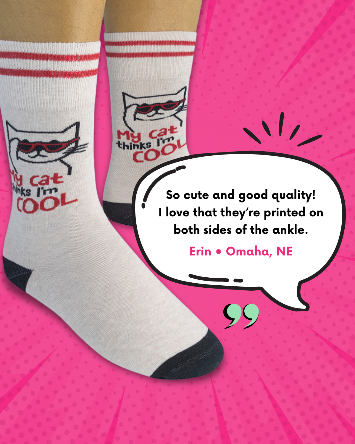 My Cat Thinks I'm Cool Socks | Funny Socks | For Pet Lovers