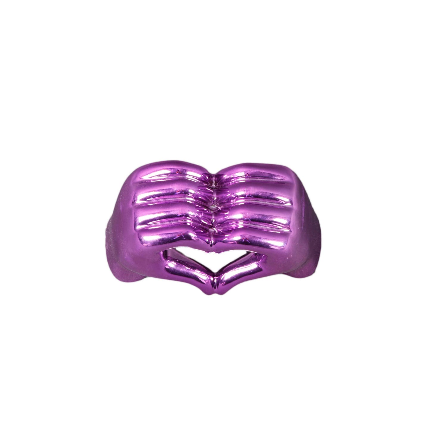 7.5"L Metallic Ceramic Heart Hand: Metallic Pink