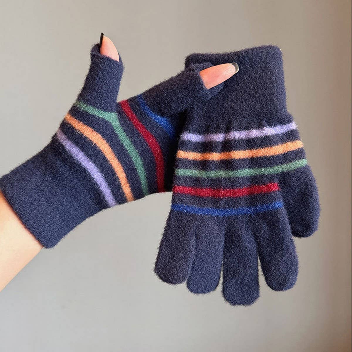 Rainbow Stripe Touchscreen Gloves (One Size)