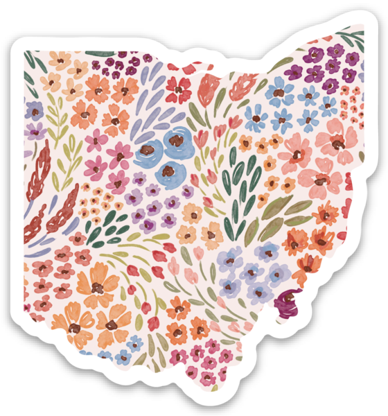 Ohio 3x3in. Floral State Sticker: Countryside Blooms