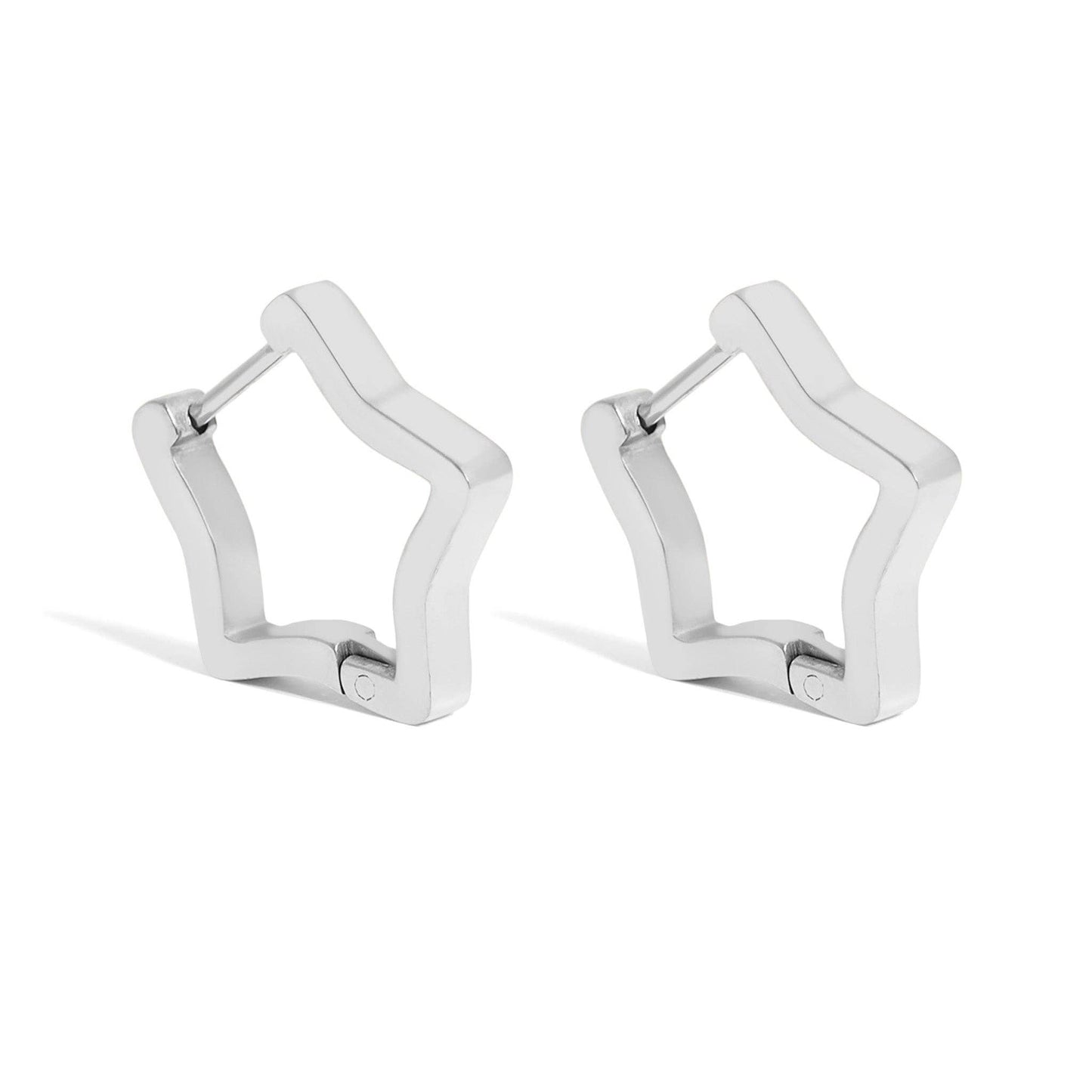 Stainless Steel Star Huggie Earrings