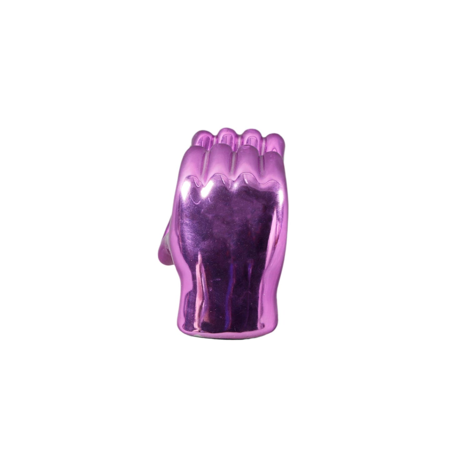 7.5"L Metallic Ceramic Heart Hand: Metallic Pink