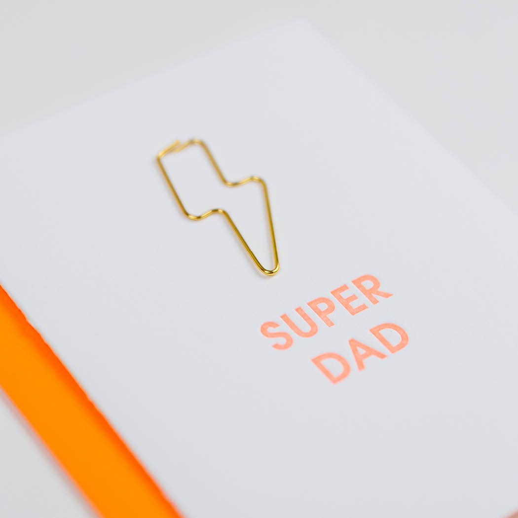 Super Dad - Lightning Bolt Letterpress Paper Clip Greeting Card - Father's Day