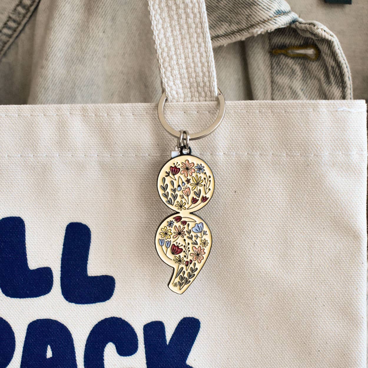Floral Semicolon Keychain