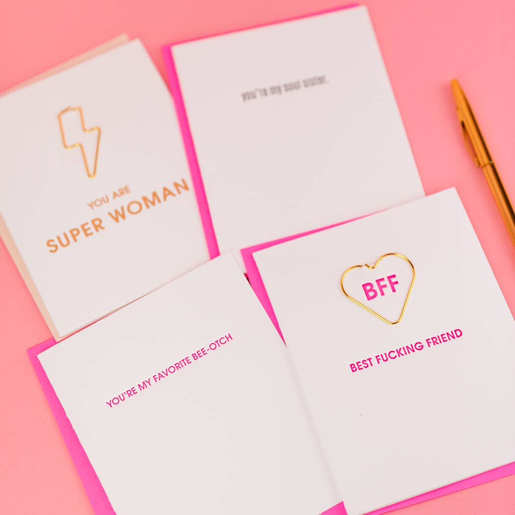 You are Super Woman Paper Clip Letterpress Card