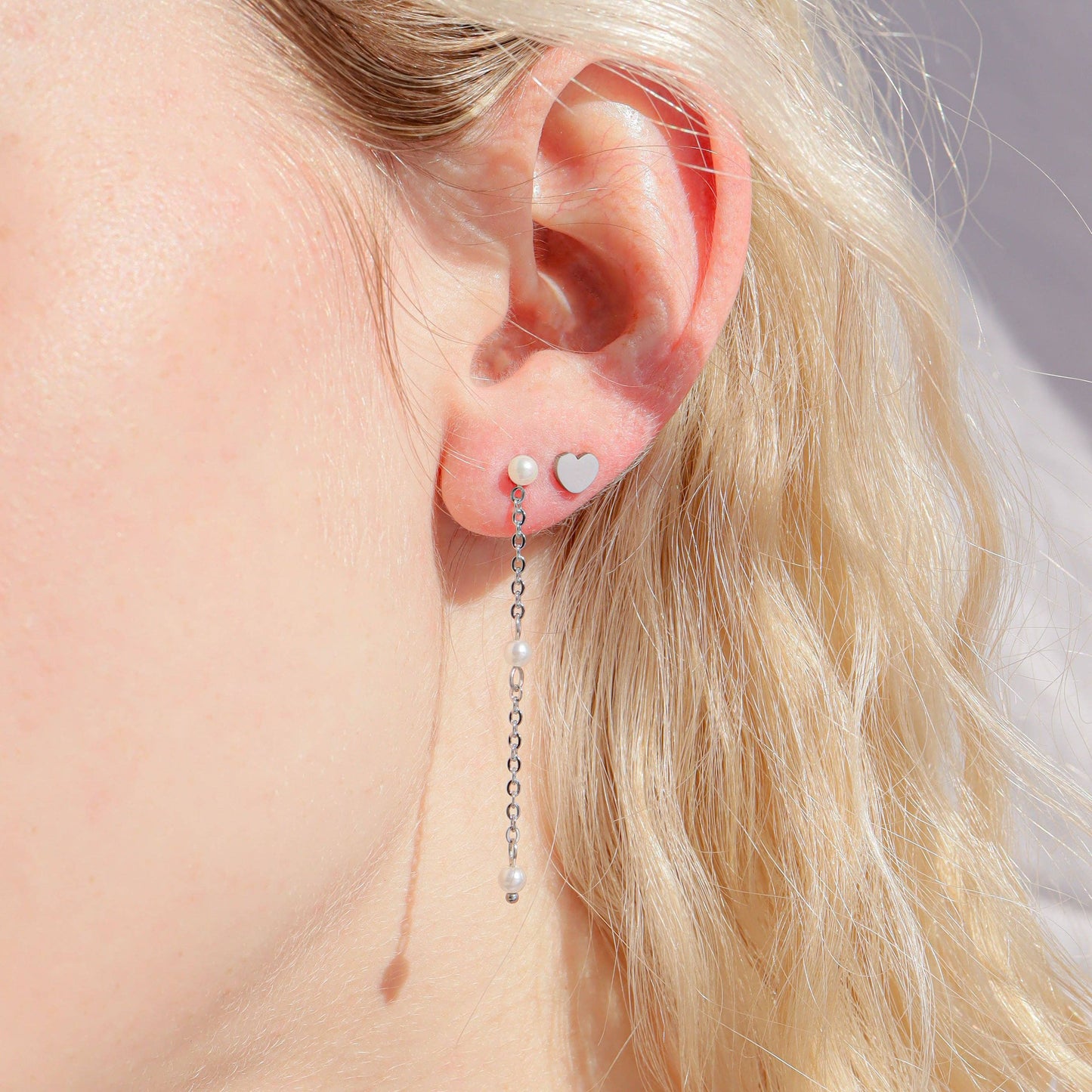 Gold Heart Stud Earrings