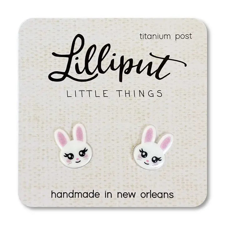 White Easter Bunny Earrings