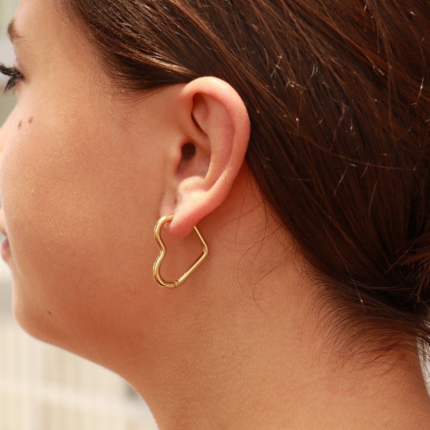 Gold Heart Hoop Earrings