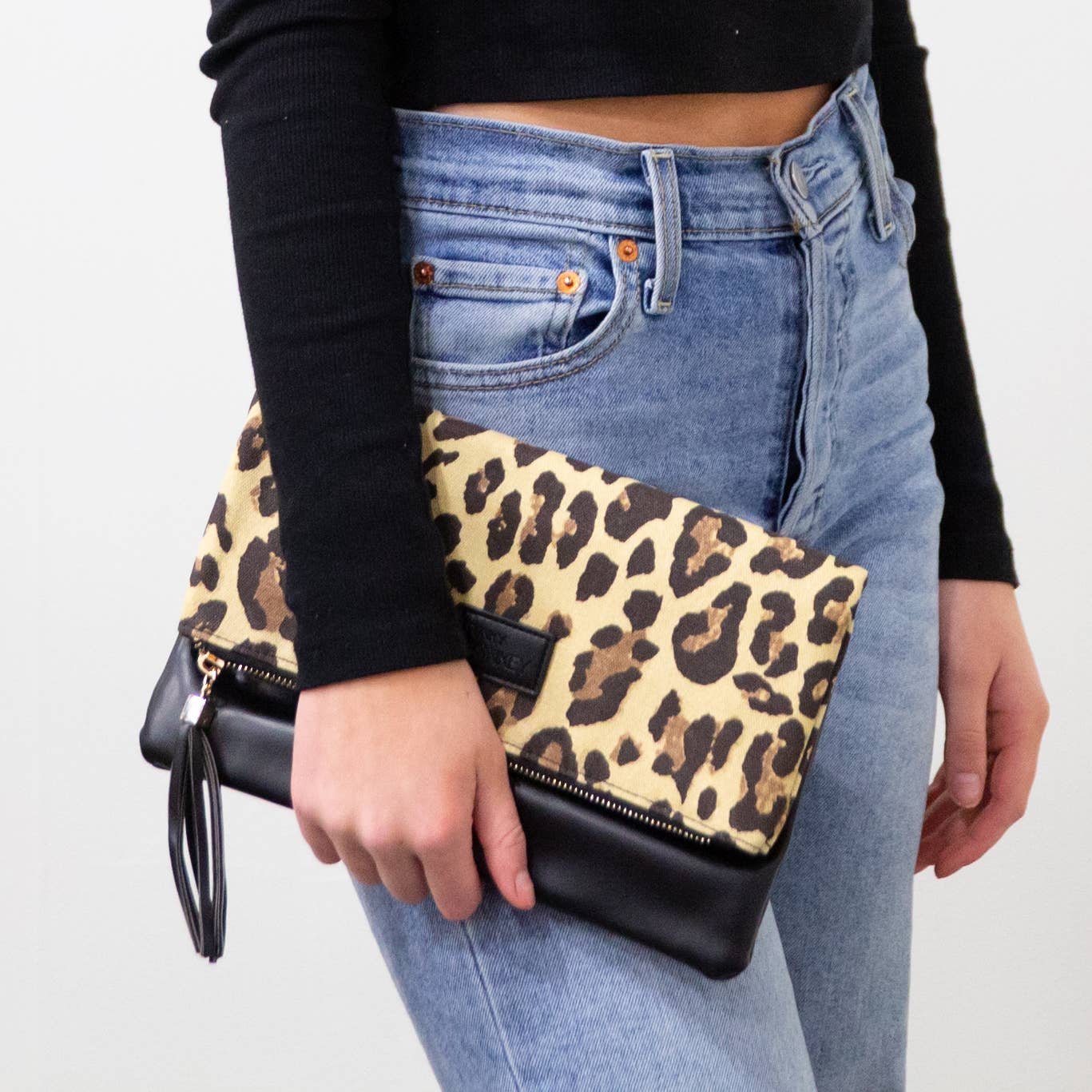 Foldover Wristlet Clutch: Leopard