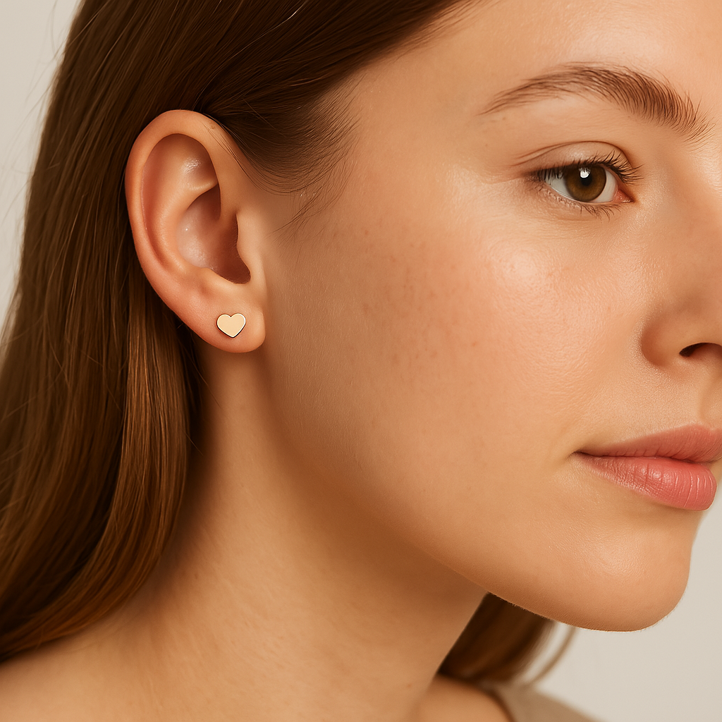 Gold Heart Stud Earrings