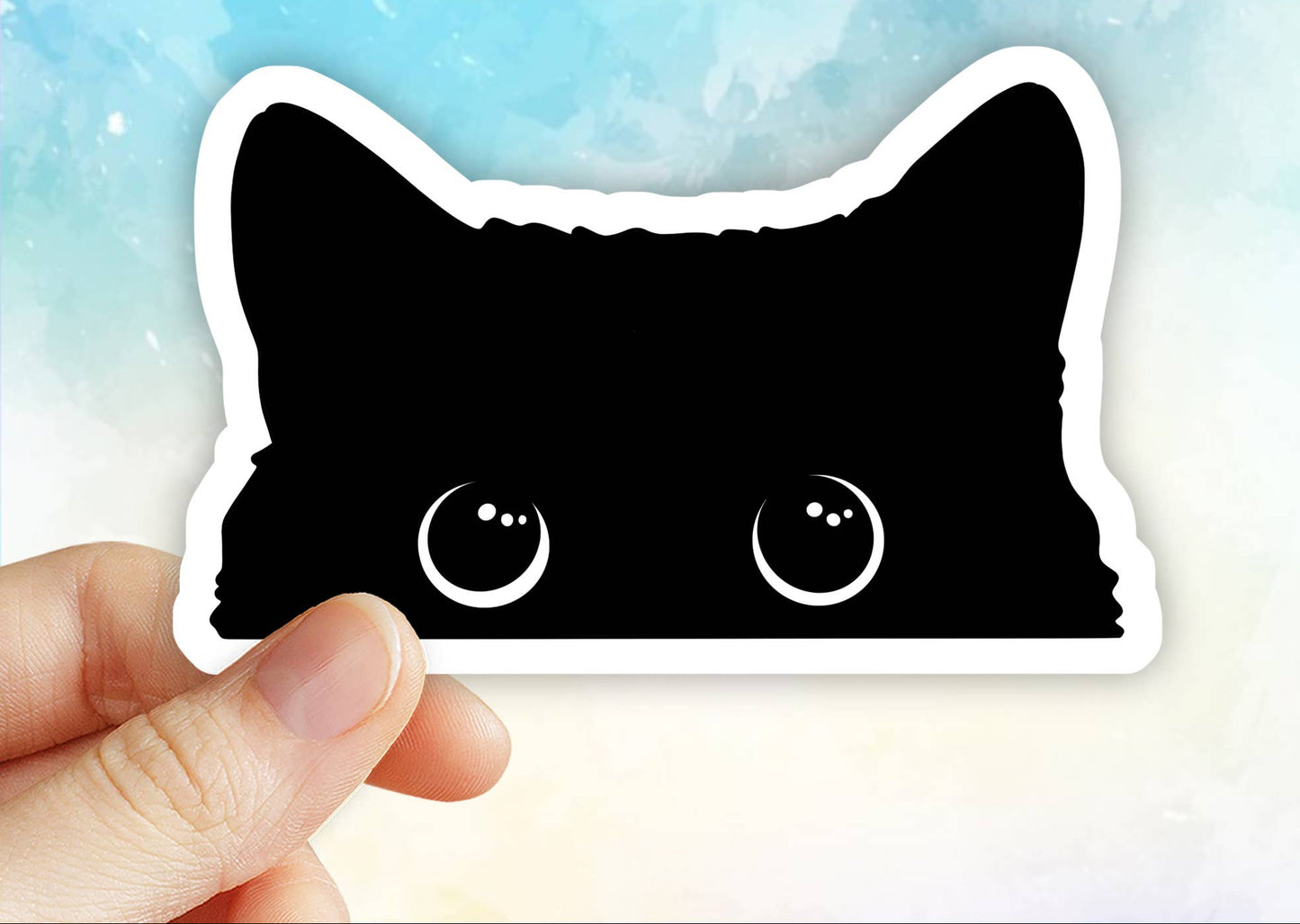 Peeking Black Cat Sticker