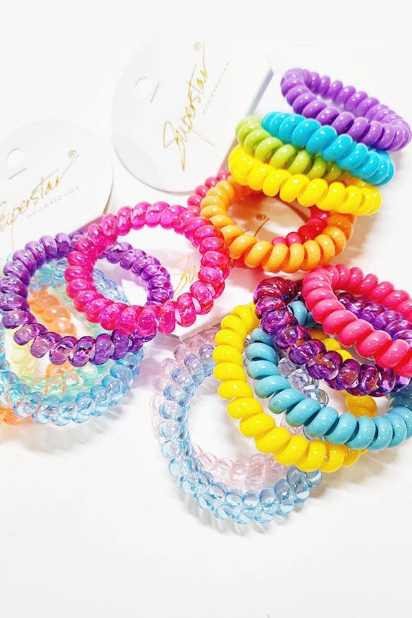 6 pcs Spiral Phone Cord Hair Tie Set