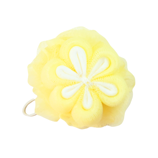 Yellow Flower Loofah | Bright Colored Flower Bath & Shower Pouf