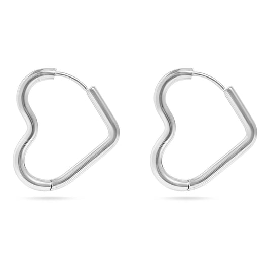 Stainless Steel Heart Hoop Earrings