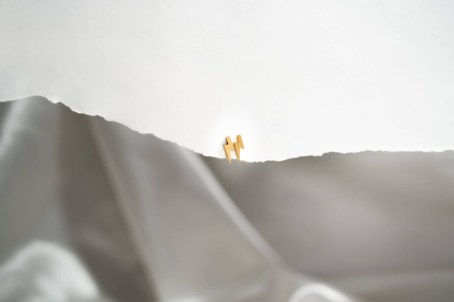 Gold Lightning Bolt Stud Earrings