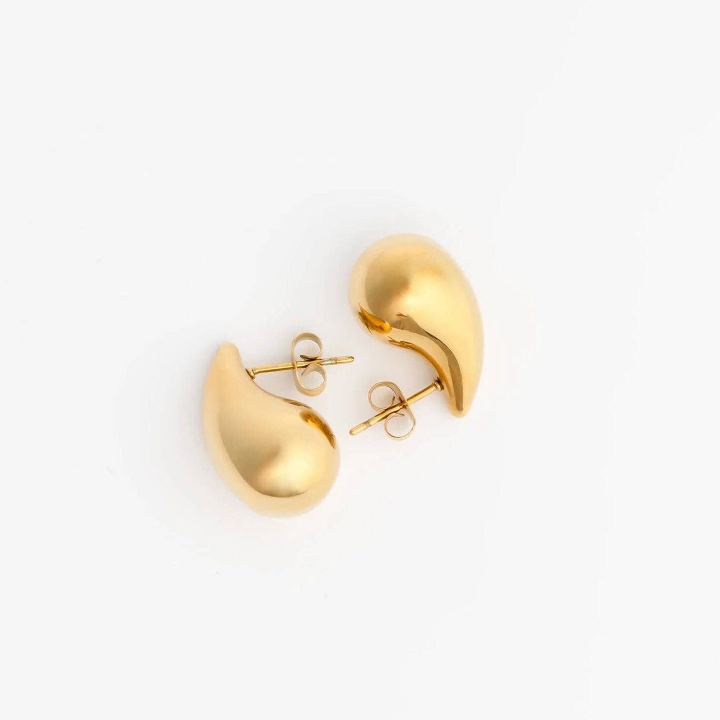 Gold Tear Drop Stud Earrings