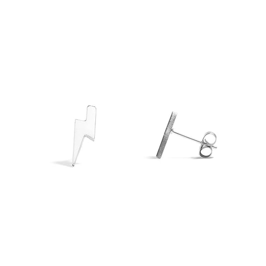 Stainless Steel Lightning Bolt Stud Earrings