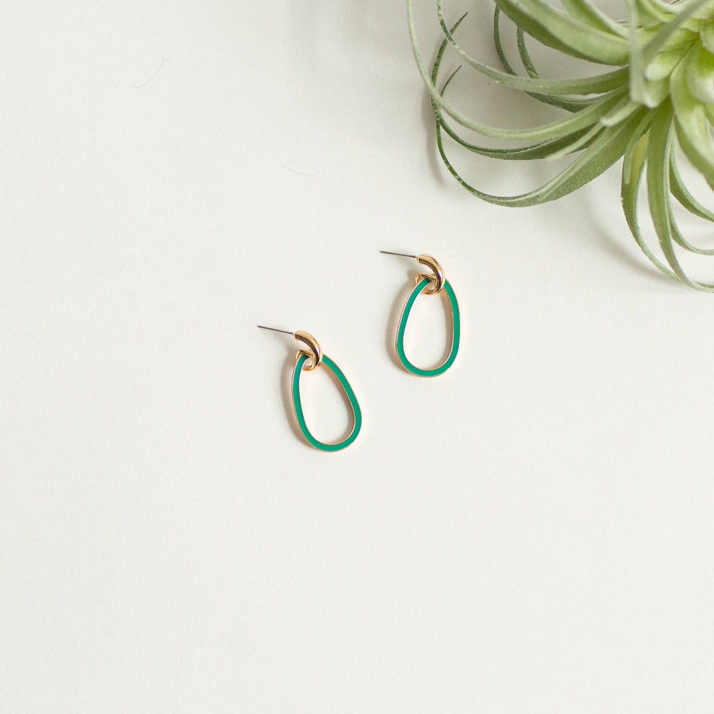 Ava Earring - Emerald - Hoop Style with Post