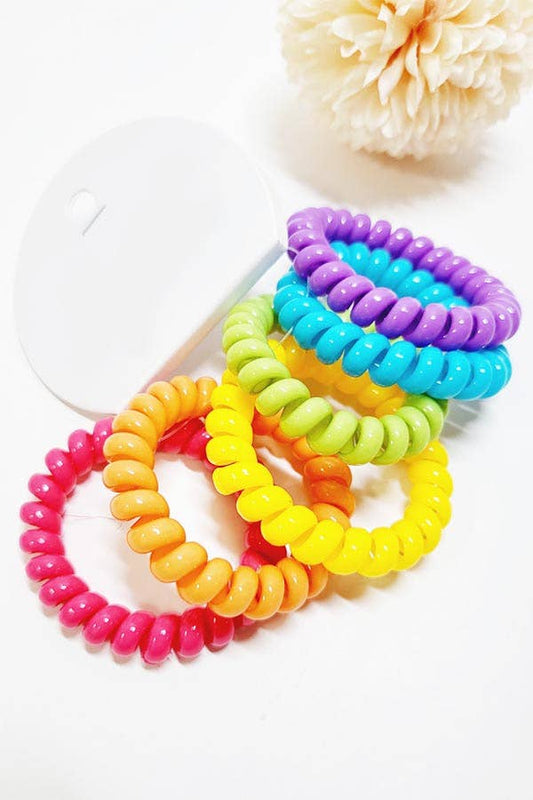 6 pcs Spiral Phone Cord Hair Tie Set