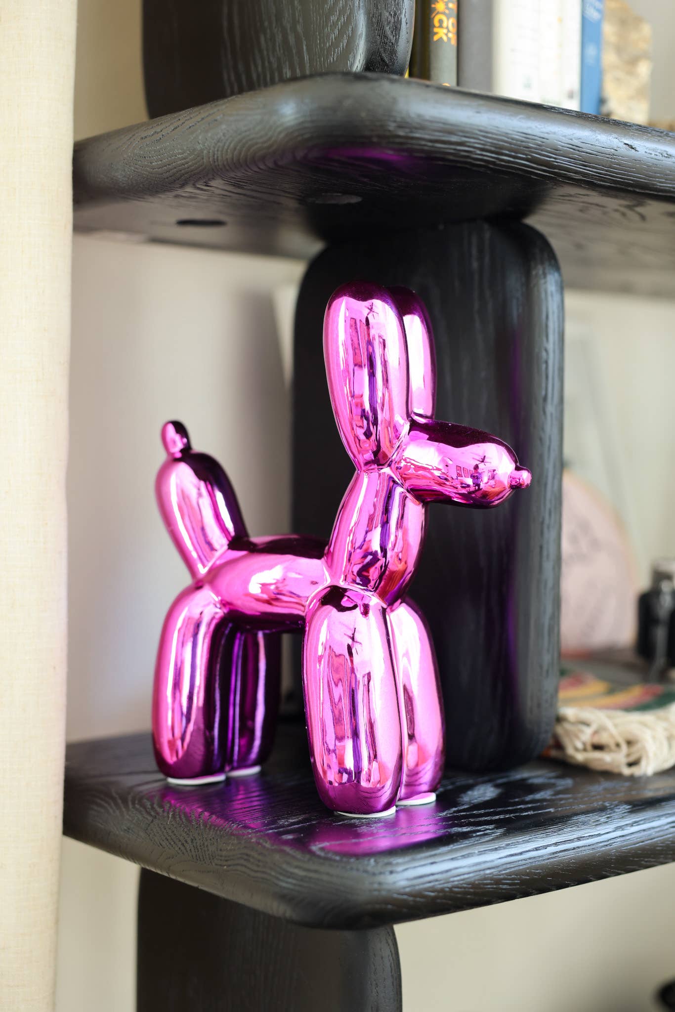 11"H Ceramic Ballon Dog ,Metalic Pink
