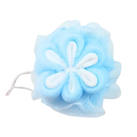 Blue Flower Loofah | Bright Colored Flower Bath & Shower Pouf