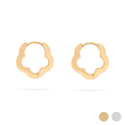 Gold PVD Flower Huggie Earrings