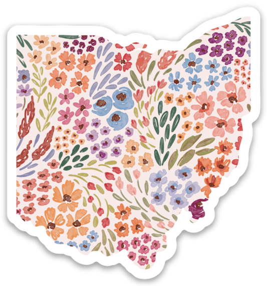 Ohio 3x3in. Floral State Sticker: Countryside Blooms