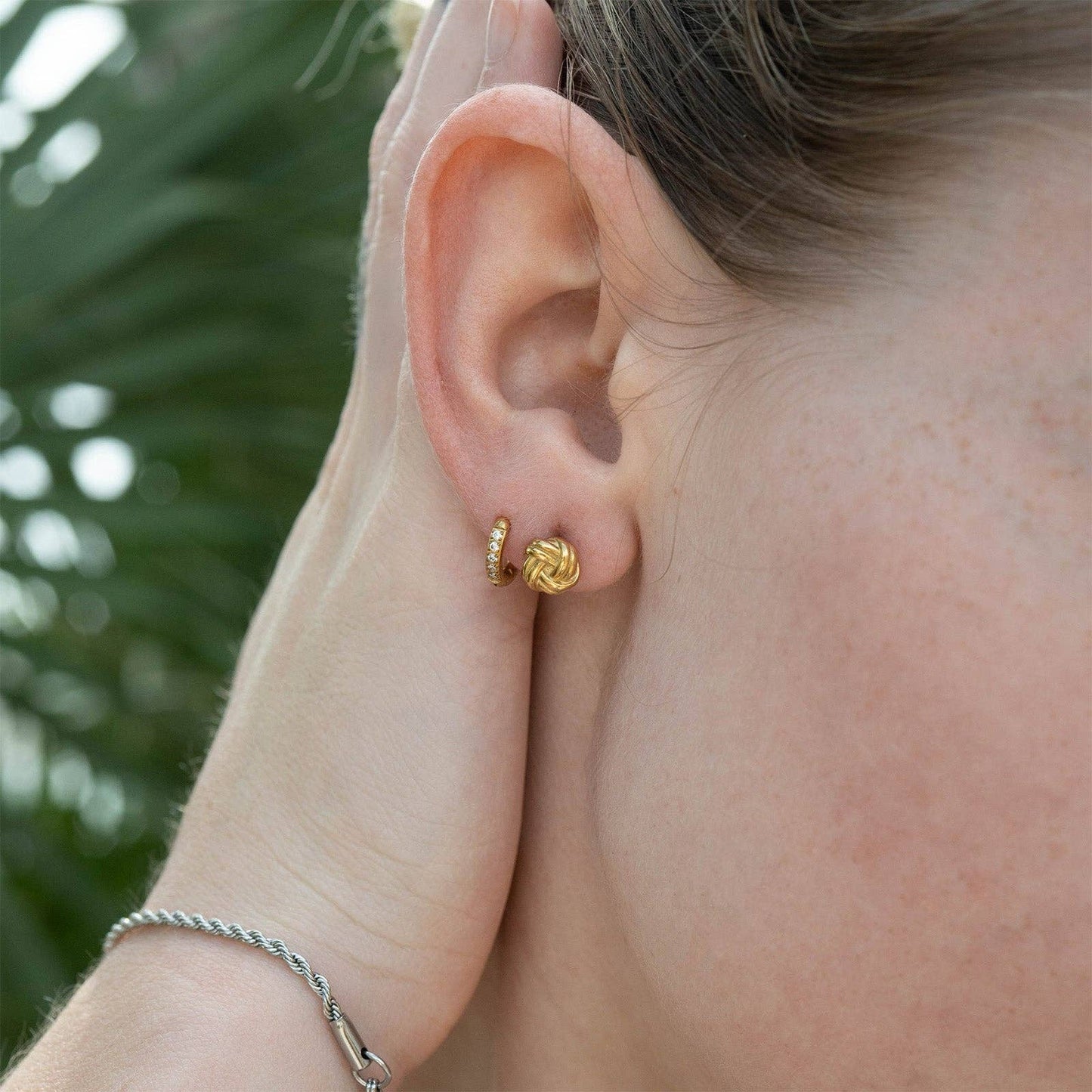 Gold Knot Stud Earrings