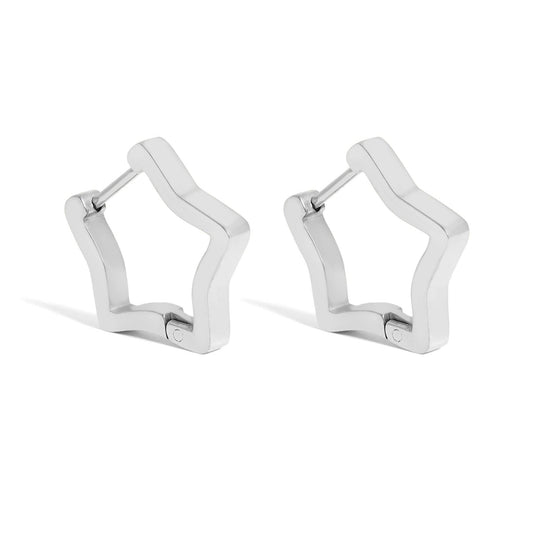 Stainless Steel Star Huggie Earrings