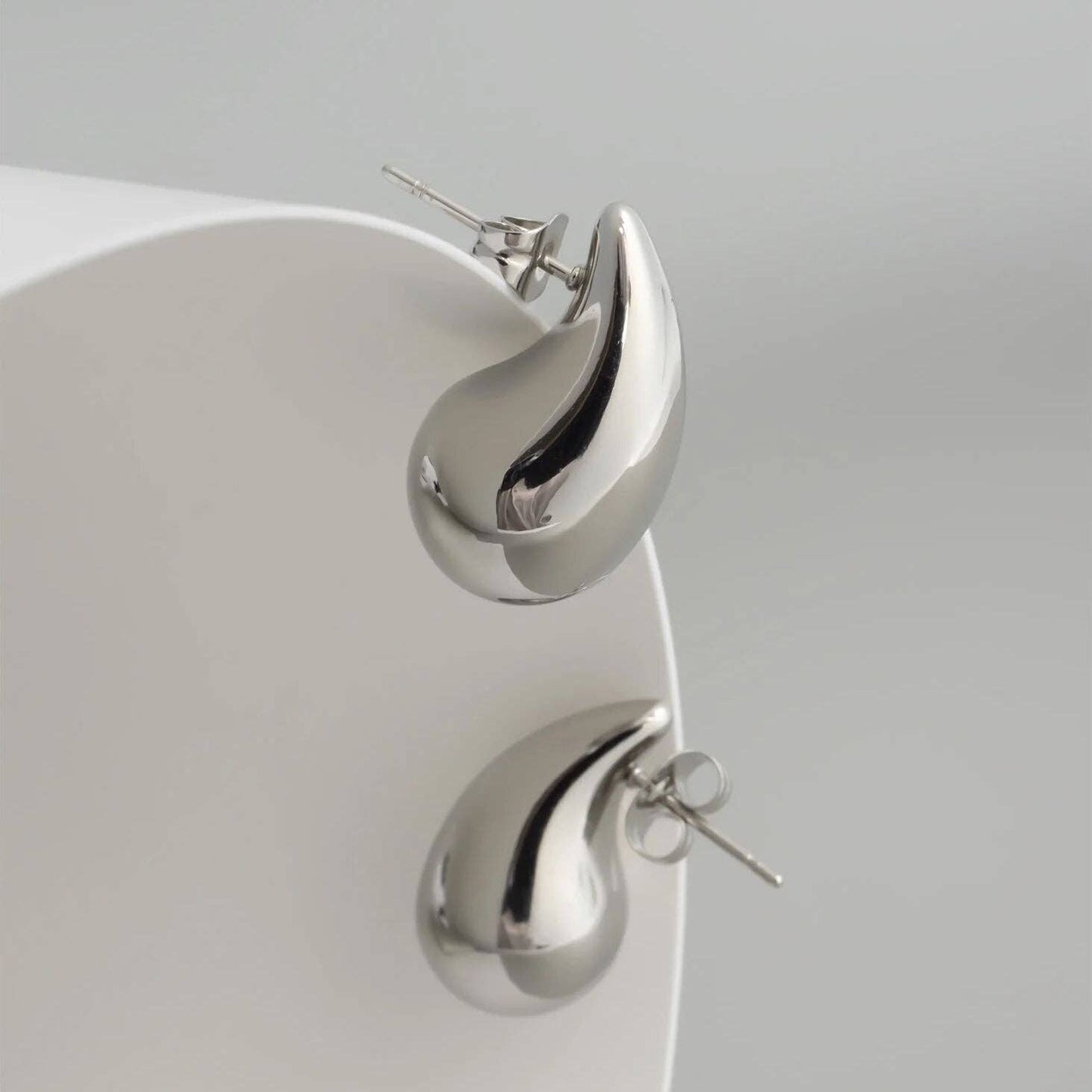 Stainless Steel Tear Drop Stud Earrings