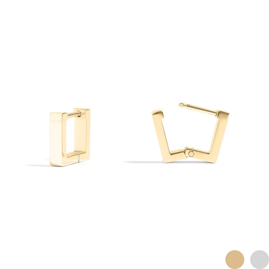 Gold Square Huggie Earrings