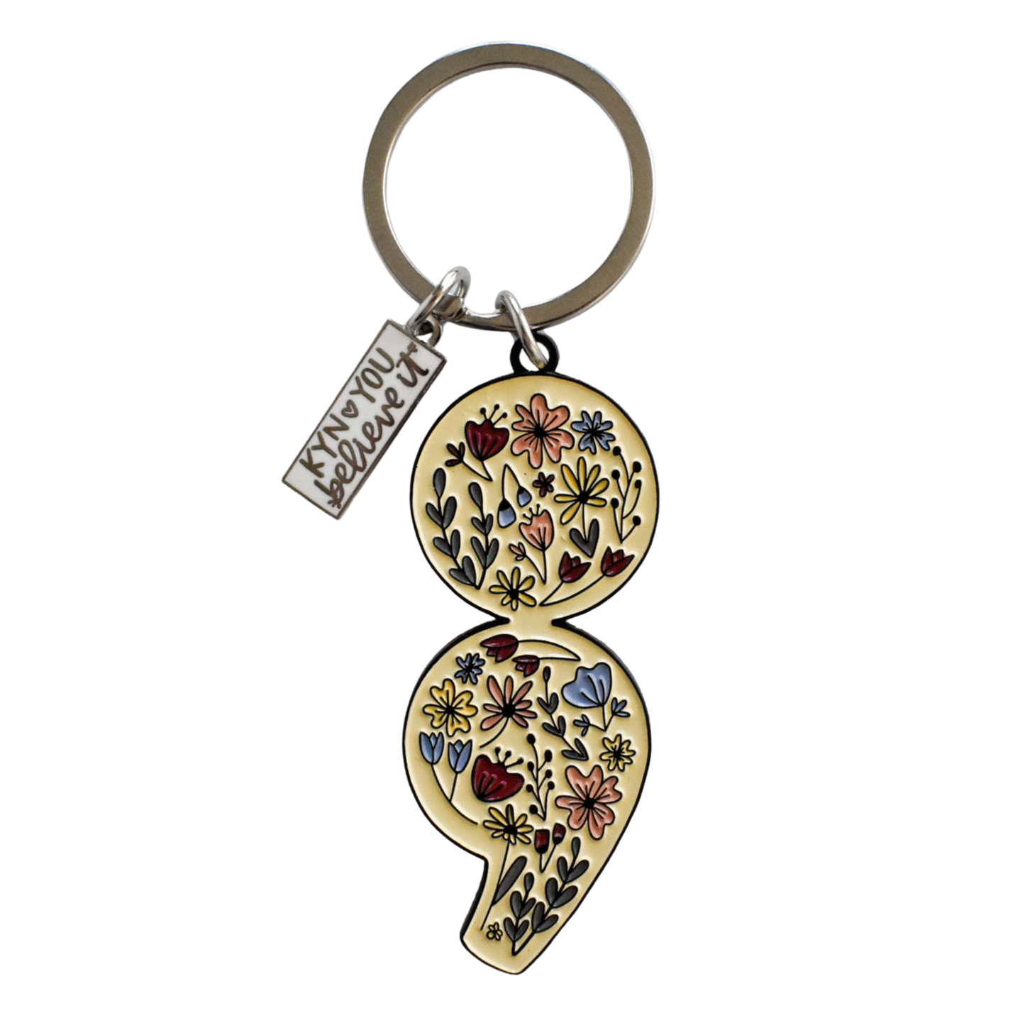 Floral Semicolon Keychain