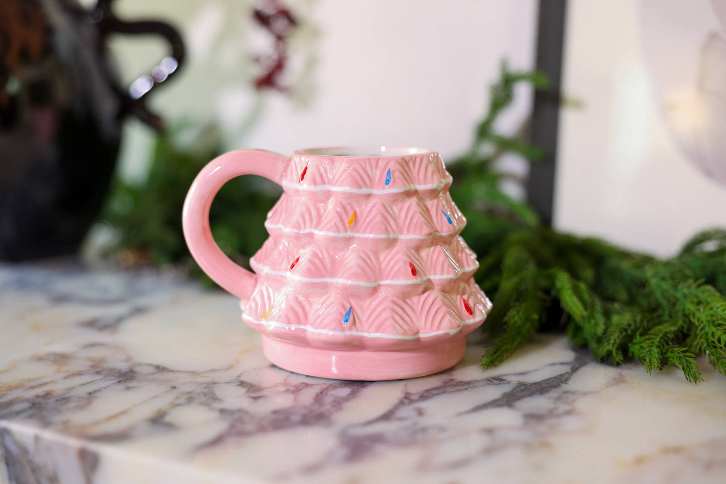 18oz Pink Xmas Tree  Ceramic Mug