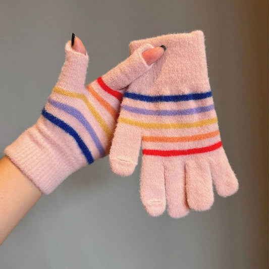 Rainbow Stripe Touchscreen Gloves (One Size)