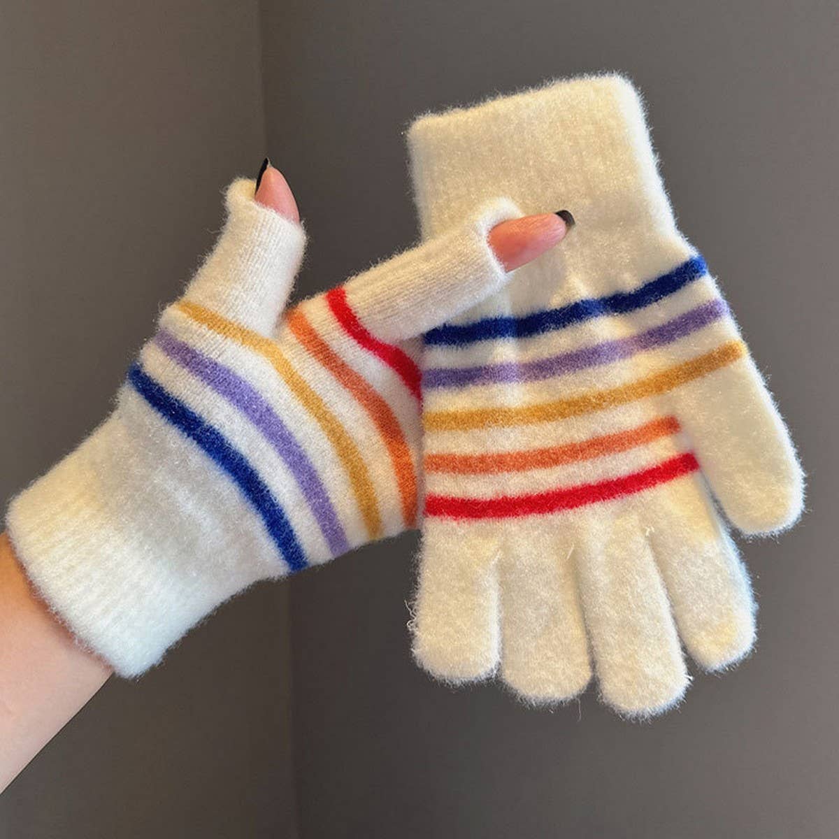 Rainbow Stripe Touchscreen Gloves (One Size)