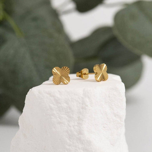 Gold Clover Stud Earrings