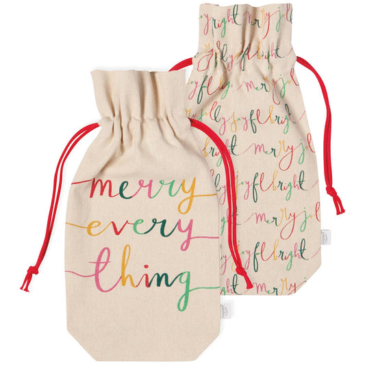 Merry Everything Christmas Wine Bag