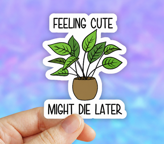 Feeling Cute Might Die Later Plant Sticker