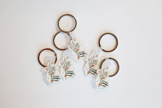 Strong Capable Female Clear Acrylic Keychain