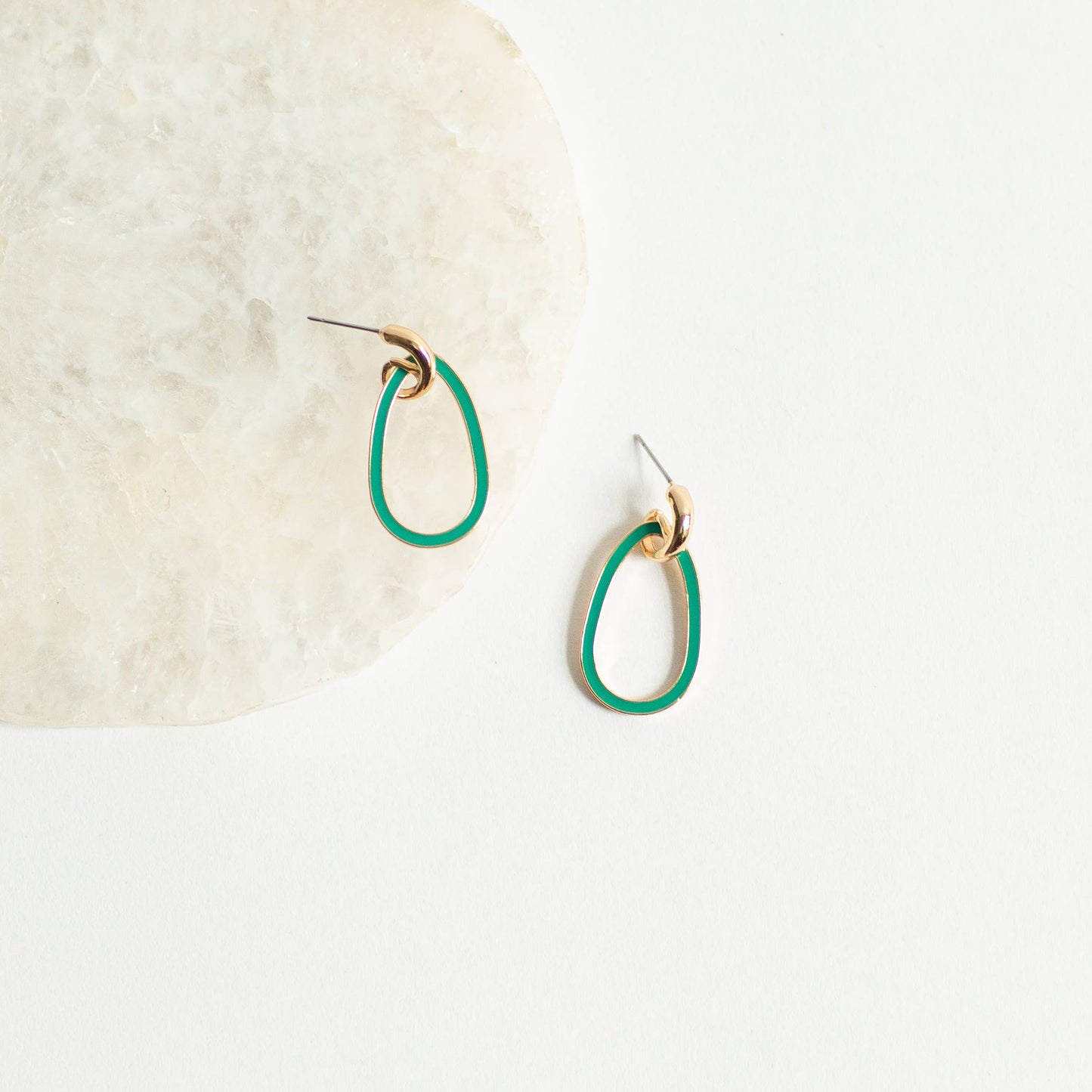 Ava Earring - Emerald - Hoop Style with Post