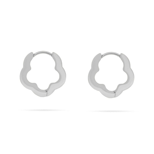 Stainless Steel Flower Huggie Earrings