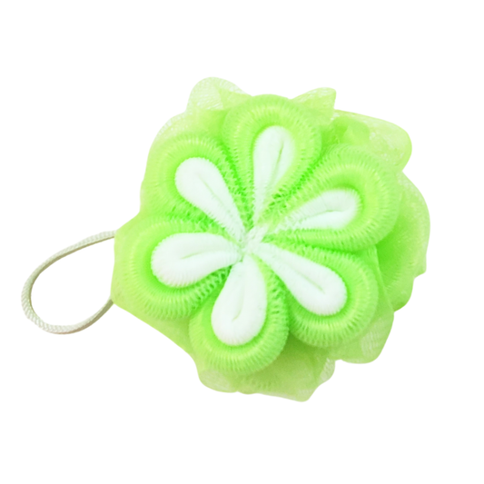 Green Flower Loofah | Bright Colored Flower Bath & Shower Pouf