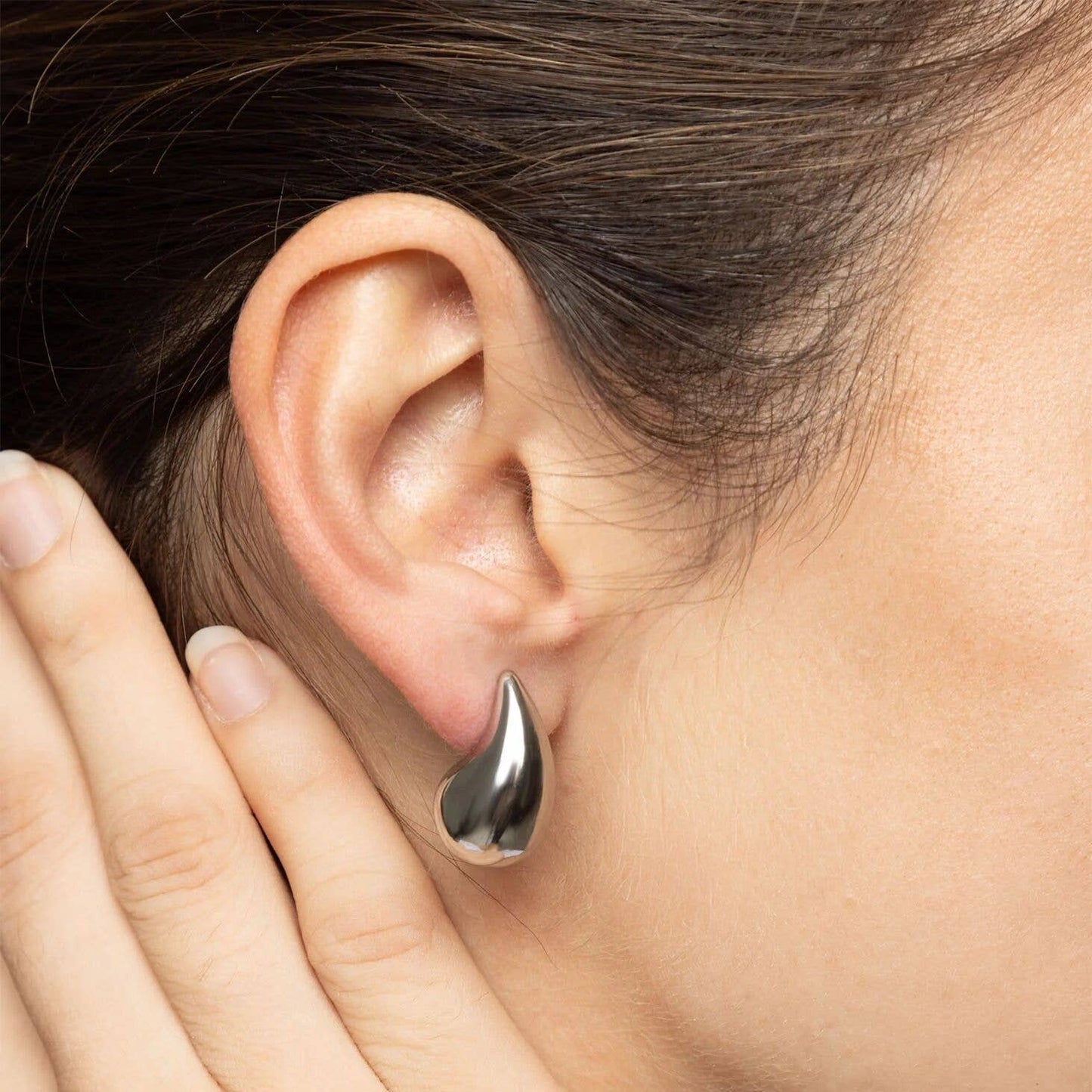 Stainless Steel Tear Drop Stud Earrings
