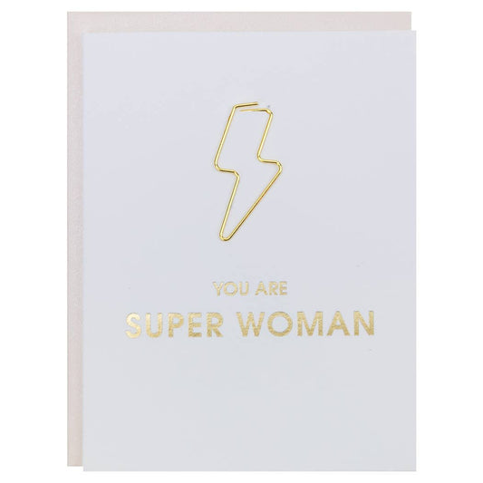 You are Super Woman Paper Clip Letterpress Card